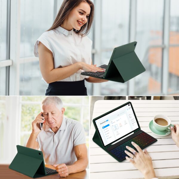 Rainbow Backlight Keyboard Case For Samsung Galaxy Tab S9 FE S9FE 10.9 SM X510 X516B Portuguese Hebrew Korean Spanish Russian Keyboard - 图片 5