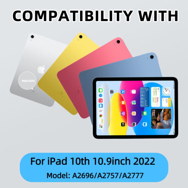For iPad 10th 10.9 2022 A2757 A2777 A2696 Magic Case Keyboard Arabic Spanish Rainbow Backlit Keyboard - 图片 2