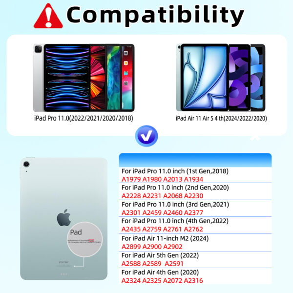 For iPad Air 4th 5th Air 11 6th M2 Pro 11 2018-2022 Magic Case Keyboard Arabic Spanish Rainbow Backlit Keyboard - 图片 2
