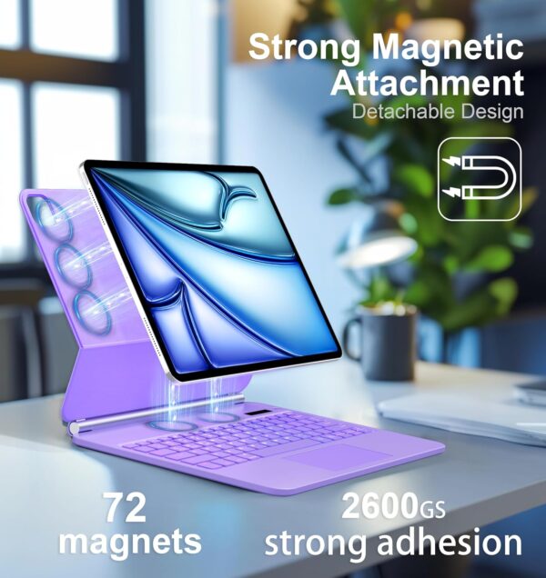 Magic Keyboard For iPad Air 4th 5th Air 11 6th M2 Pro 11 2018-2022 Korean Arabic Spanish Rainbow Backlit Keyboard - 图片 3
