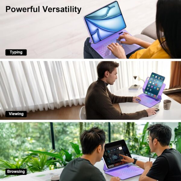 Magic Keyboard For iPad Air 4th 5th Air 11 6th M2 Pro 11 2018-2022 Korean Arabic Spanish Rainbow Backlit Keyboard - 图片 7