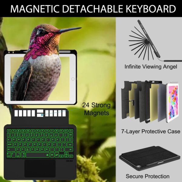 Magic Case For iPad 10.2 9th Gen 2021 A2604 10.2 8th Gen 2020 A2270 10.2 7th 2019 A2197 Air 3rd 10.5 2019 A2125 Pro 10.5 2017 A1701 Spanish Korean Arabic Russian Backlit Keyboard - 图片 6