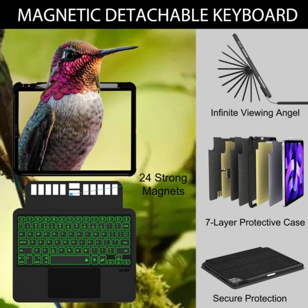 Magic Case For iPad 10th 10.9 2022 A2696 A2757 A2777 Spanish Korean Arabic Russian Backlit Keyboard - 图片 6