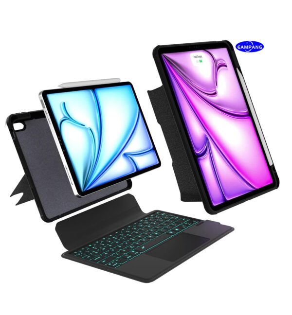 Magic Case For iPad Pro 12.9 2018-2022 3rd A1876 4th A2229 5th A2378 6th A2436 Air 13 M2 2024 A2903 Spanish Korean Arabic Russian Backlit Keyboard