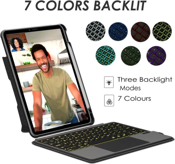 Magic Case For iPad Pro 12.9 2018-2022 3rd A1876 4th A2229 5th A2378 6th A2436 Air 13 M2 2024 A2903 Spanish Korean Arabic Russian Backlit Keyboard - 图片 5