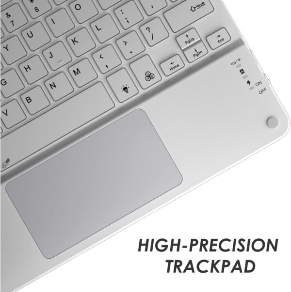 TouchPad Keyboard case for 9",9.7",10.1",10.2"10.5"10.9‘’11" Tablets 2-in-1 Bluetooth Wireless Keyboard with Touchpad,7 Colors Backlit & Leather Folio Cover - 图片 5