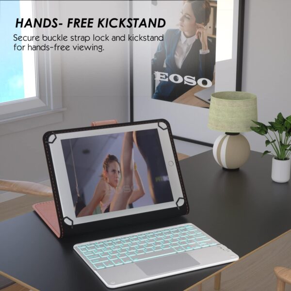 TouchPad Keyboard case for 9",9.7",10.1",10.2"10.5"10.9‘’11" Tablets 2-in-1 Bluetooth Wireless Keyboard with Touchpad,7 Colors Backlit & Leather Folio Cover - 图片 6