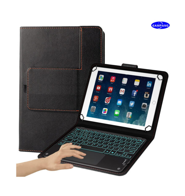 TouchPad Keyboard case for 9",9.7",10.1",10.2"10.5"10.9‘’11" Tablets 2-in-1 Bluetooth Wireless Keyboard with Touchpad,7 Colors Backlit & Leather Folio Cover
