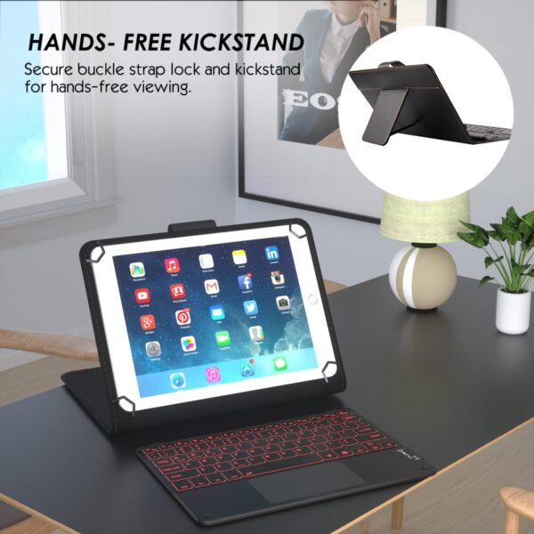 TouchPad Keyboard case for 9",9.7",10.1",10.2"10.5"10.9‘’11" Tablets 2-in-1 Bluetooth Wireless Keyboard with Touchpad,7 Colors Backlit & Leather Folio Cover - 图片 3