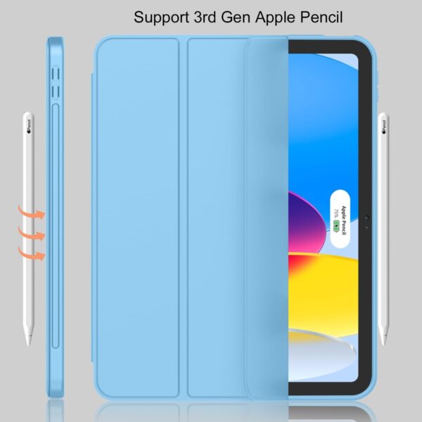 New iPad 10th Generation Case 2022 10.9 Inch with Pencil Holder, Trifold Stand Smart Case with Soft TPU Back - 图片 2