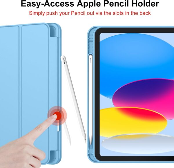 New iPad 10th Generation Case 2022 10.9 Inch with Pencil Holder, Trifold Stand Smart Case with Soft TPU Back - 图片 3