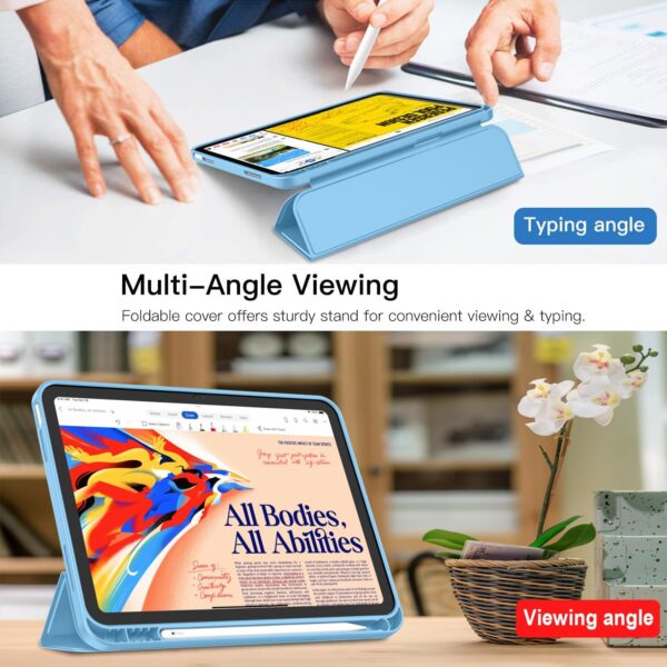 New iPad 10th Generation Case 2022 10.9 Inch with Pencil Holder, Trifold Stand Smart Case with Soft TPU Back - 图片 5