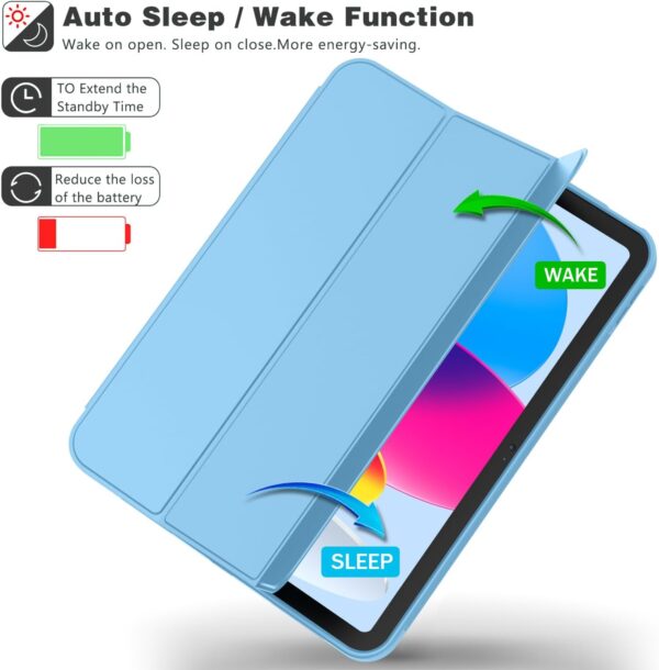 New iPad 10th Generation Case 2022 10.9 Inch with Pencil Holder, Trifold Stand Smart Case with Soft TPU Back - 图片 6