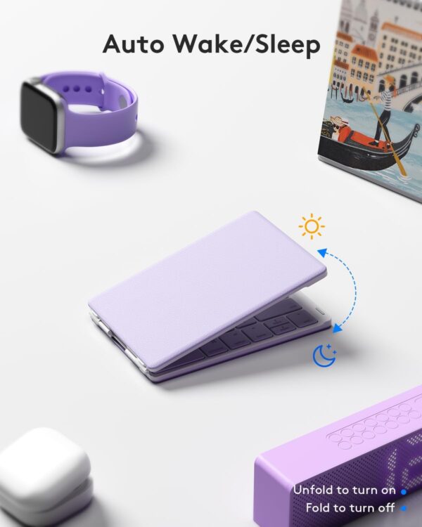 Foldable Bluetooth Keyboard - Portable Wireless Keyboard with Stand Holder, Rechargeable Full Size Ultra Slim Keyboard Compatible IOS Android Windows Smartphone Tablet and Laptop - 图片 3