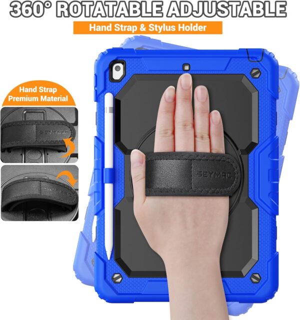 Case for iPad 9th/8th/7th Generation Case 10.2" 2021-2019, Full-Body Shockproof Heavy Duty Protective Case with Screen Protector, Rotating Stand/Handle/Shoulder Strap for iPad 10.2 - 图片 3