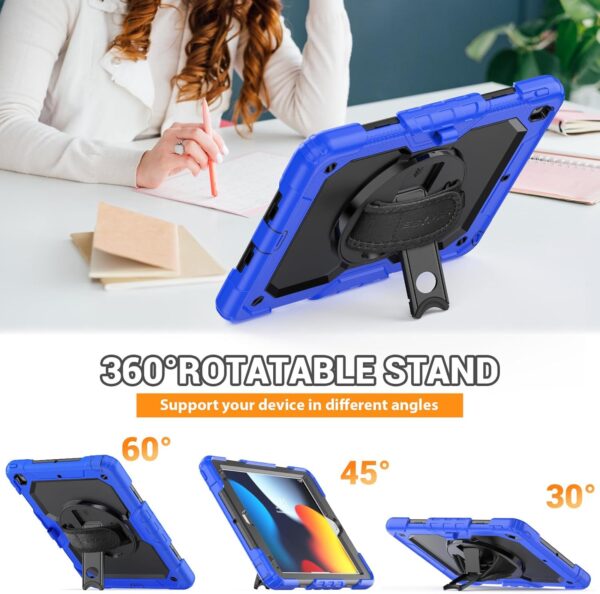 Case for iPad 9th/8th/7th Generation Case 10.2" 2021-2019, Full-Body Shockproof Heavy Duty Protective Case with Screen Protector, Rotating Stand/Handle/Shoulder Strap for iPad 10.2 - 图片 4