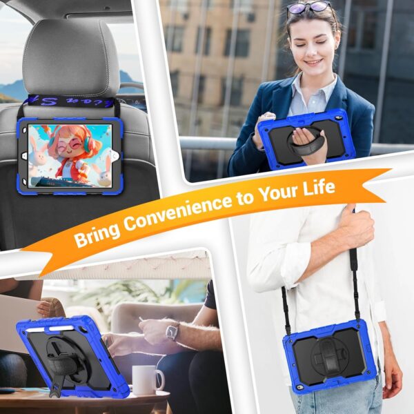 Case for iPad 9th/8th/7th Generation Case 10.2" 2021-2019, Full-Body Shockproof Heavy Duty Protective Case with Screen Protector, Rotating Stand/Handle/Shoulder Strap for iPad 10.2 - 图片 6