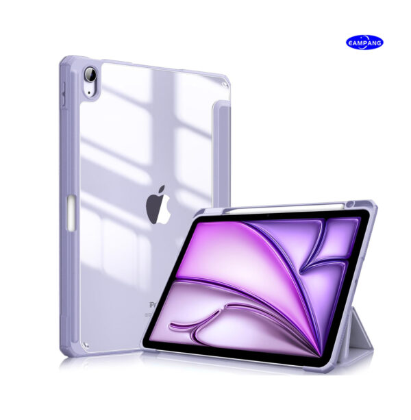 Hybrid Slim Case for iPad Air 11-inch M2 (2024) iPad Air 5th Generation (2022) / iPad Air 4th Gen (2020) 10.9 Inch -Shockproof Cover with Clear Back Shell & Pencil Holder