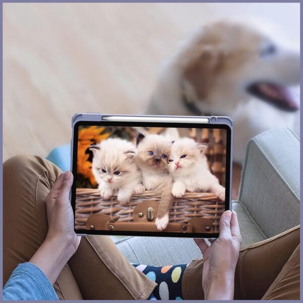 Hybrid Slim Case for iPad Air 11-inch M2 (2024) iPad Air 5th Generation (2022) / iPad Air 4th Gen (2020) 10.9 Inch -Shockproof Cover with Clear Back Shell & Pencil Holder - 图片 9
