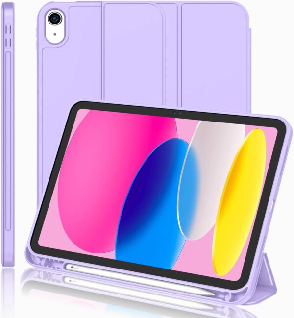 New iPad 10th Generation Case 2022 10.9 Inch with Pencil Holder, Trifold Stand Smart Case with Soft TPU Back - 图片 8