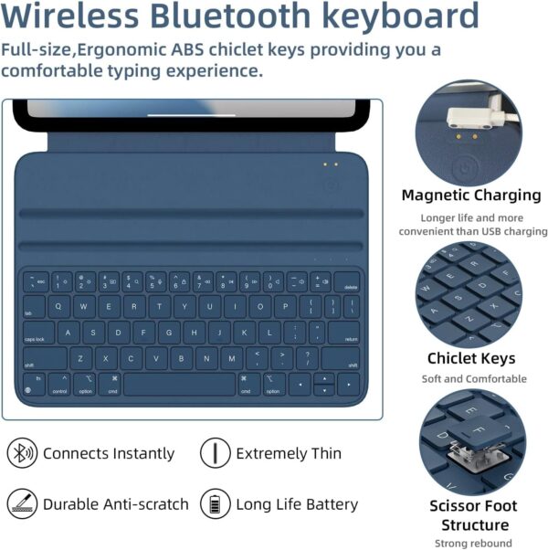 Magic Case For iPad 10th 10.9 2022 A2777 A2696 A2757 Keyboard Arabic Spanish Keyboard - 图片 7