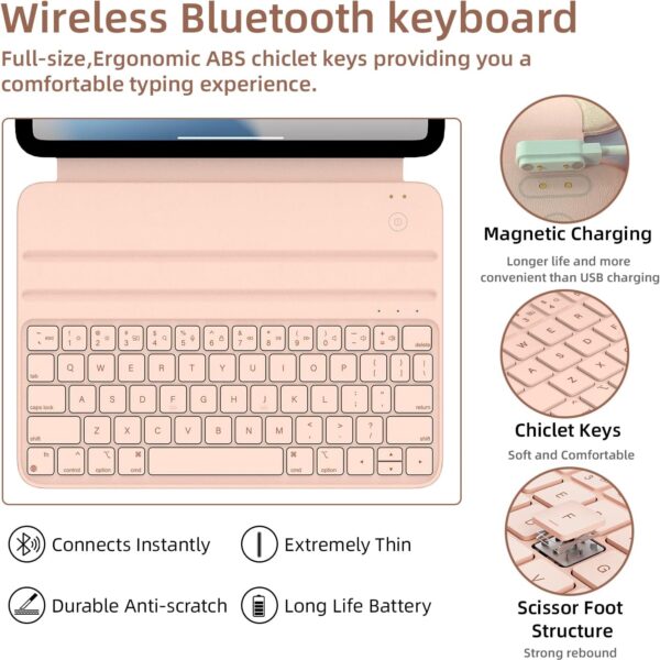 Magic Case For iPad 10th 10.9 2022 A2777 A2696 A2757 Keyboard Spanish Arabic Keyboard - 图片 3