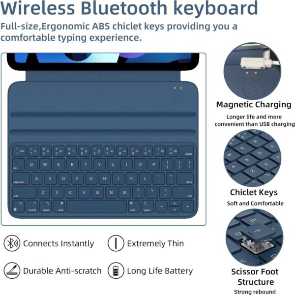 Magic Case For iPad Air 4th 5th Air 11 M2 2024 Pro 11 2018-2022 A2324 A2588 A2899 A1979 A2228 A2301 A2435 Spanish Korean Russian Arabic Keyboard - 图片 6