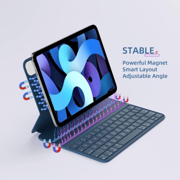 Magic Case For iPad Air 4th 5th Air 11 M2 2024 Pro 11 2018-2022 A2324 A2588 A2899 A1979 A2228 A2301 A2435 Spanish Korean Russian Arabic Keyboard - 图片 4
