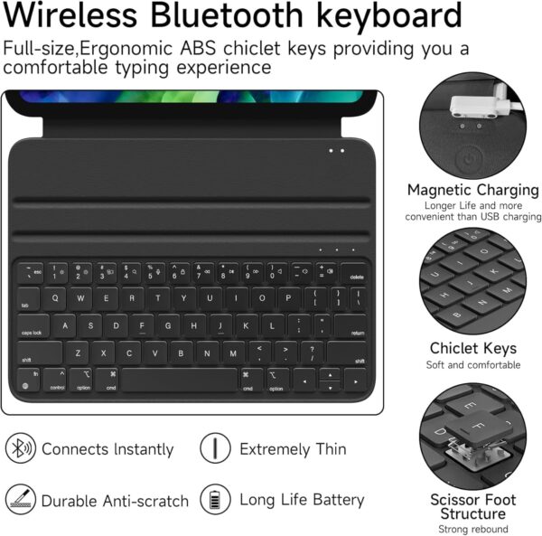 Magic Case For iPad Pro 11 2018-2022 Air 4th 5th Air 11 M2 2024 A2899 A1979 A2228 A2301 A2435 A2324 A2588 Spanish Korean Arabic RussianKeyboard - 图片 3