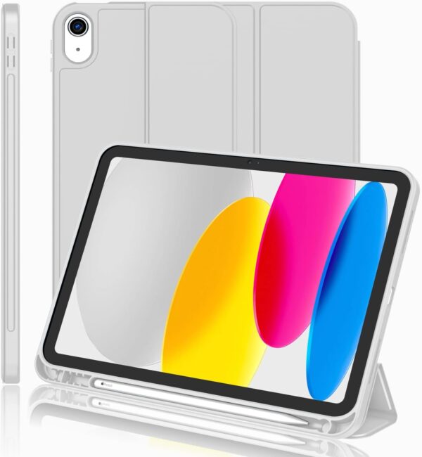 New iPad 10th Generation Case 2022 10.9 Inch with Pencil Holder, Trifold Stand Smart Case with Soft TPU Back - 图片 9