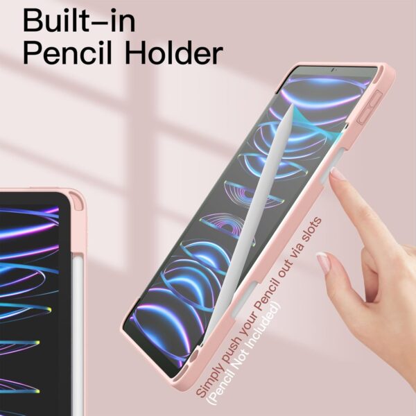 Case for iPad Pro 11 inch 2022 2021 2020 2018 4th/3rd/2nd/1st gen A1979 A2228 A2301 A2435 with Pencil Holder Clear Transparent Back Shell Slim Stand Shockproof Tablet Cover - 图片 6
