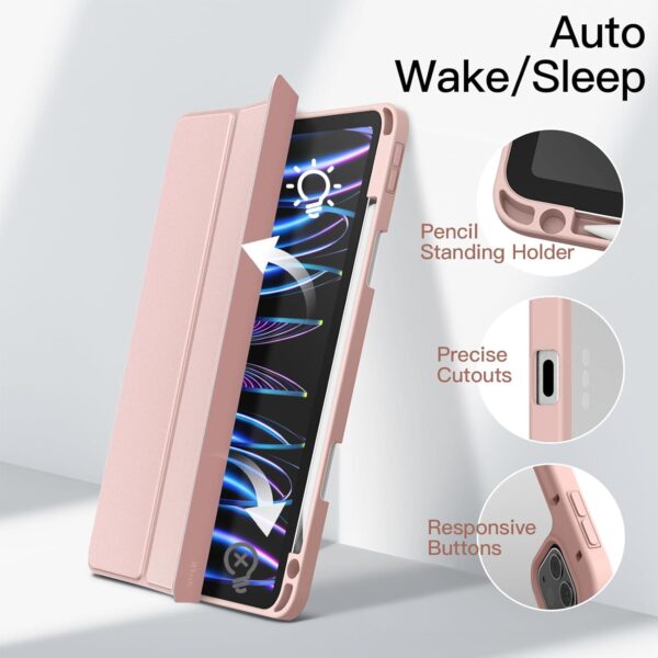 Case for iPad Pro 11 inch 2022 2021 2020 2018 4th/3rd/2nd/1st gen A1979 A2228 A2301 A2435 with Pencil Holder Clear Transparent Back Shell Slim Stand Shockproof Tablet Cover - 图片 5