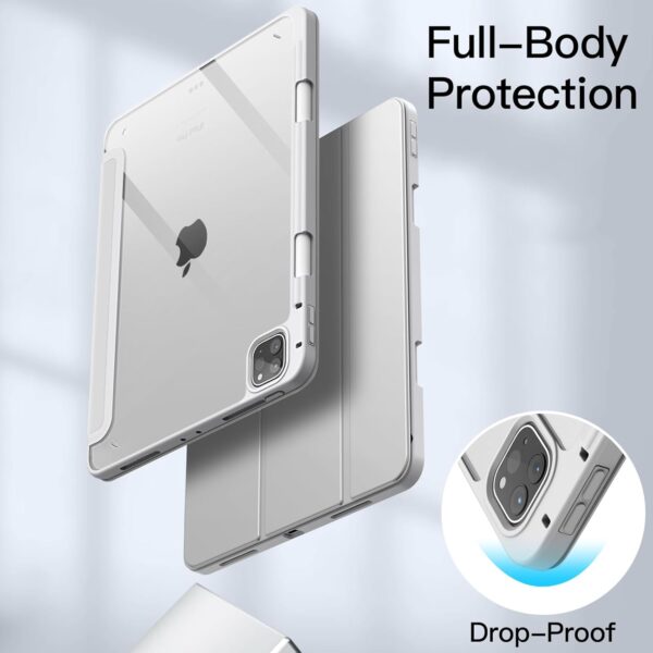 Case for iPad Pro 11 inch 2018-2022 4th/3rd/2nd/1st gen A1979 A2228 A2301 A2435 with Pencil Holder Clear Transparent Back Shell Slim Stand Shockproof Tablet Cover - 图片 3