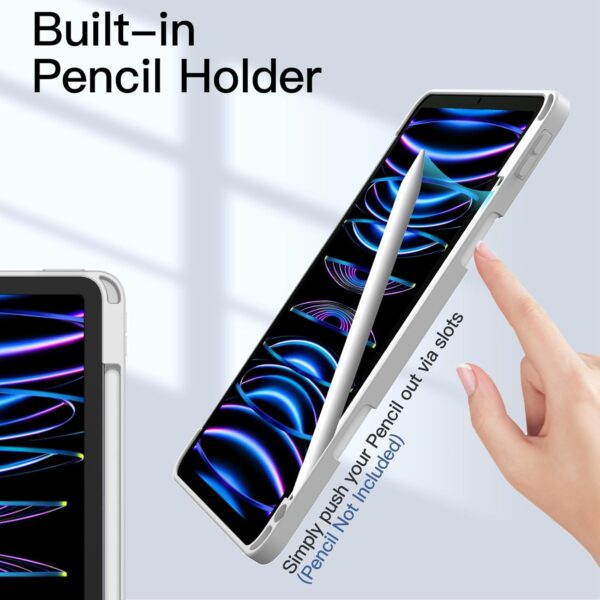 Case for iPad Pro 11 inch 2018-2022 4th/3rd/2nd/1st gen A1979 A2228 A2301 A2435 with Pencil Holder Clear Transparent Back Shell Slim Stand Shockproof Tablet Cover - 图片 6