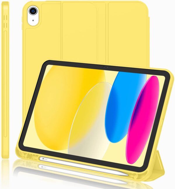New iPad 10th Generation Case 2022 10.9 Inch with Pencil Holder, Trifold Stand Smart Case with Soft TPU Back - 图片 10