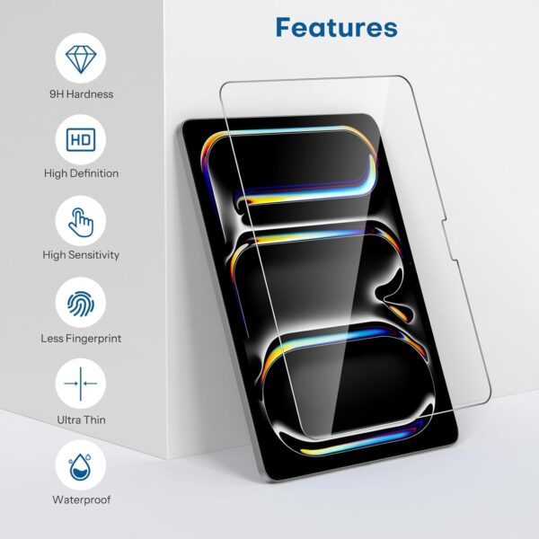 Screen Protector for iPad Pro 13 inch 2024 Model M4 5th Generation Tempered Glass Film Guard for iPad Pro 13 Alignment frame Case Friendly Apple Pencil Pro Compatible - 图片 7