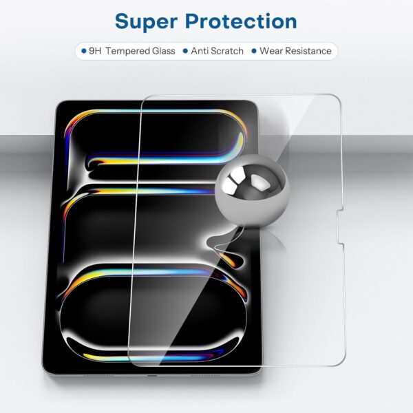 Screen Protector for iPad Pro 13 inch 2024 Model M4 5th Generation Tempered Glass Film Guard for iPad Pro 13 Alignment frame Case Friendly Apple Pencil Pro Compatible - 图片 6