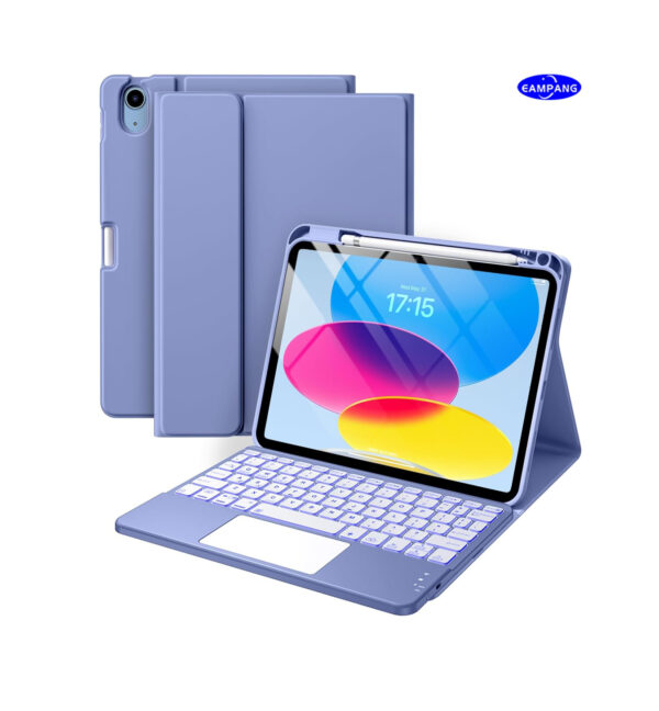 TouchPad Backlit Keyboard Case for iPad 9.7 Air 2 3 4th 5th 6th iPad 10.2 7th 8th 9th 10th Gen 10.9 Pro 10.5 2017 Pro 11 2018-2022 Pro 11 2024 Custom Korean AZERTY Spanish Cover Shell Pen Slot