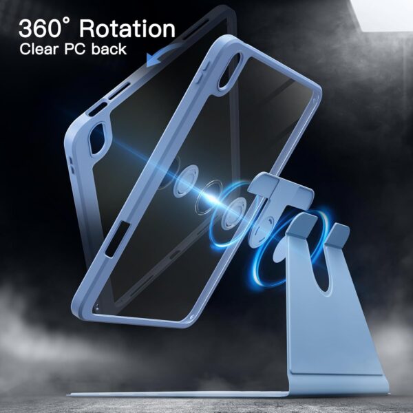 Rotating Case for iPad 10 10.9-Inch, 2022 Model 10th Generation with Pencil Holder 360 Degree Rotation Protective Stand Cover Clear Back - 图片 7