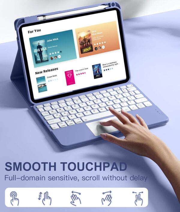 TouchPad Backlit Keyboard Case for iPad 9.7 Air 2 3 4th 5th 6th iPad 10.2 7th 8th 9th 10th Gen 10.9 Pro 10.5 2017 Pro 11 2018-2022 Pro 11 2024 Custom Korean AZERTY Spanish Cover Shell Pen Slot - 图片 2