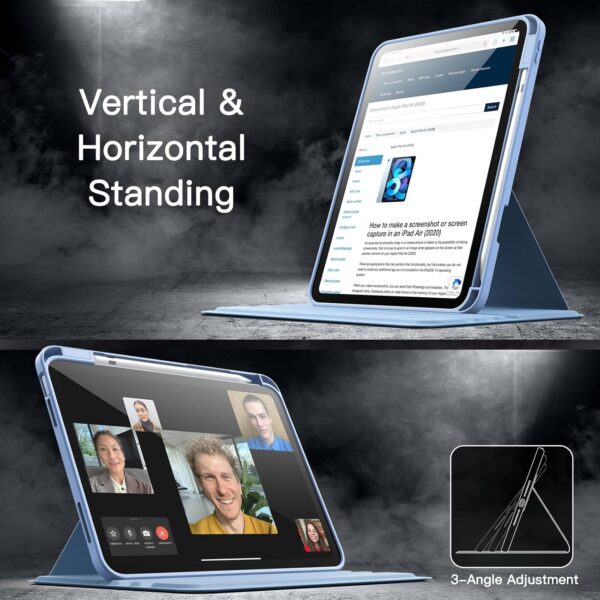 Rotating Case for iPad 10 10.9-Inch, 2022 Model 10th Generation with Pencil Holder 360 Degree Rotation Protective Stand Cover Clear Back - 图片 3