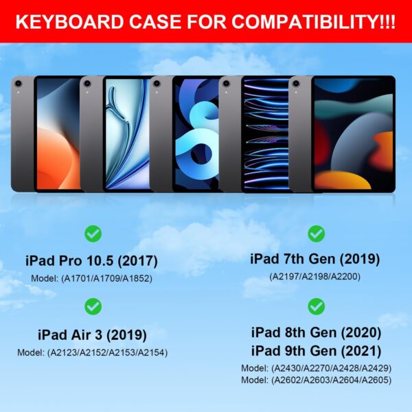 for iPad 9th Generation Case with Keyboard,Magic Magnetic Keyboard Case for iPad 10.2 9th/8th/7th Gen & Air 3,Pro 10.5, Multi-Touch Trackpad - Backlit - Floating Cantilever Stand Wireless Keyboard - 图片 2