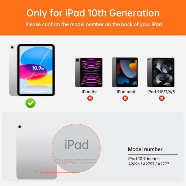 Magic Case For iPad 10th 10.9 2022 A2777 A2696 A2757 Keyboard Arabic Spanish Backlit Keyboard - 图片 2
