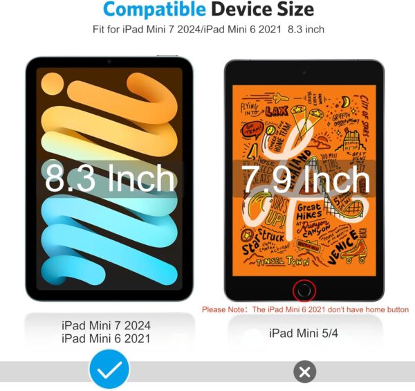 Protector for iPad Mini 7/6 (7th/6th Generation, 8.3 Inch), Tempered Glass for iPad Mini A17 Pro 7th Gen 2024 /iPad Mini 7th 2024/iPad Mini 6th 2021, High Definition - 图片 2