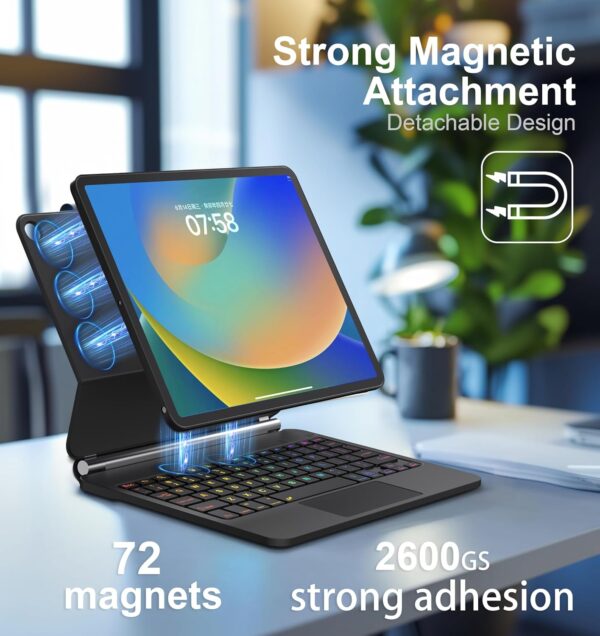for iPad 9th Generation Case with Keyboard,Magic Magnetic Keyboard Case for iPad 10.2 9th/8th/7th Gen & Air 3,Pro 10.5, Multi-Touch Trackpad - Backlit - Floating Cantilever Stand Wireless Keyboard - 图片 3