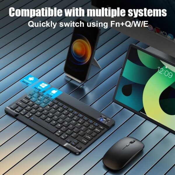 Bluetooth Keyboard for iPad 10th Generation, iPad Pro 13/12/11/10/9/8/7 inch, iPad Air 13/11th Gen, iPad Mini, Samsung Xiaomi Tablets, etc. - Slim Wireless Portable Travel Office Computer Accessories - 图片 4