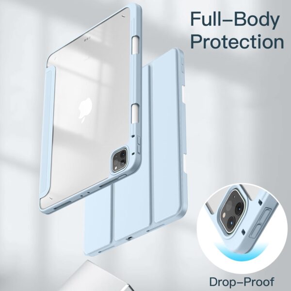 Case for iPad Pro 11 inch 2018-2022 4th/3rd/2nd/1st gen A1979 A2228 A2301 A2435 with Pencil Holder Clear Transparent Back Shell Slim Stand Shockproof Tablet Cover - 图片 8