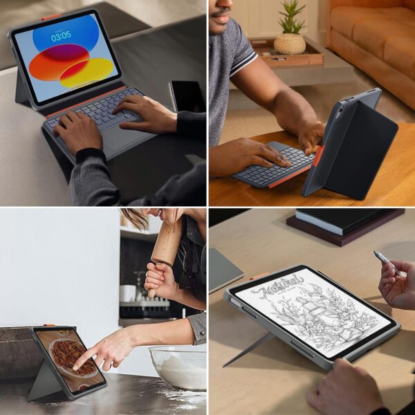Magic Case For iPad 10th 10.9 2022 A2777 A2696 A2757 Keyboard Arabic Spanish Backlit Keyboard - 图片 6