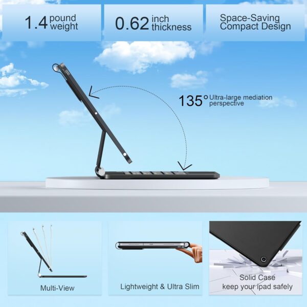 for iPad 9th Generation Case with Keyboard,Magic Magnetic Keyboard Case for iPad 10.2 9th/8th/7th Gen & Air 3,Pro 10.5, Multi-Touch Trackpad - Backlit - Floating Cantilever Stand Wireless Keyboard - 图片 6