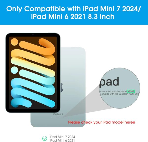 Protector for iPad Mini 7/6 (7th/6th Generation, 8.3 Inch), Tempered Glass for iPad Mini A17 Pro 7th Gen 2024 /iPad Mini 7th 2024/iPad Mini 6th 2021, High Definition - 图片 4